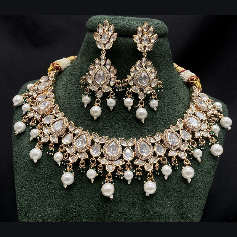 Amoliya Jewels Brass Polki Kundan Designer Necklace Set