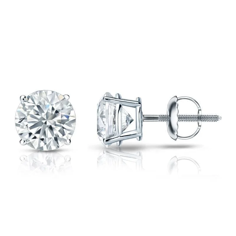 Auriya 18k Gold Certified 4 carat TW Round Diamond Stud Earrings