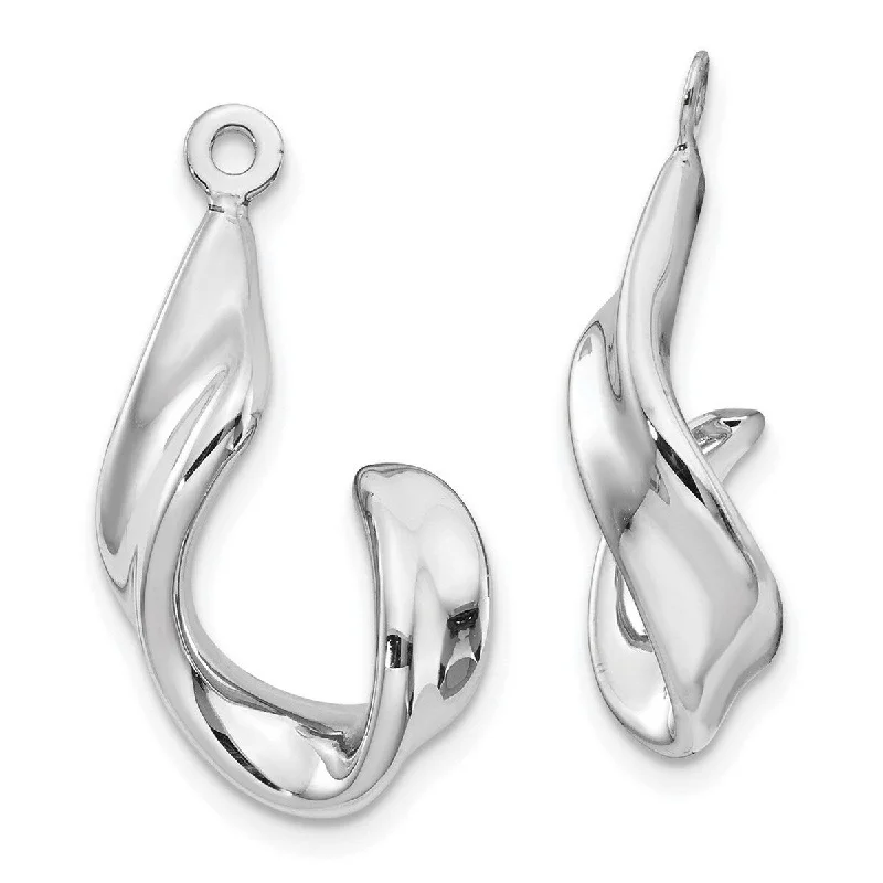 Curata 14k White Gold Polished Open back Twisted J Earrings Jackets - 27x14mm