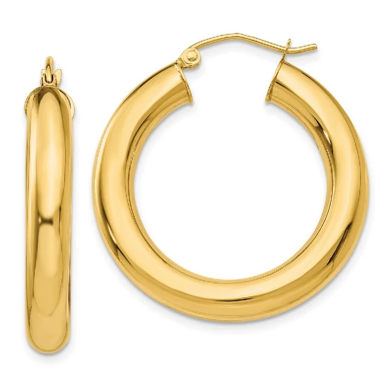 Curata 14k Yellow Gold Polished 5x30mm Lightweight Hoop Earrings