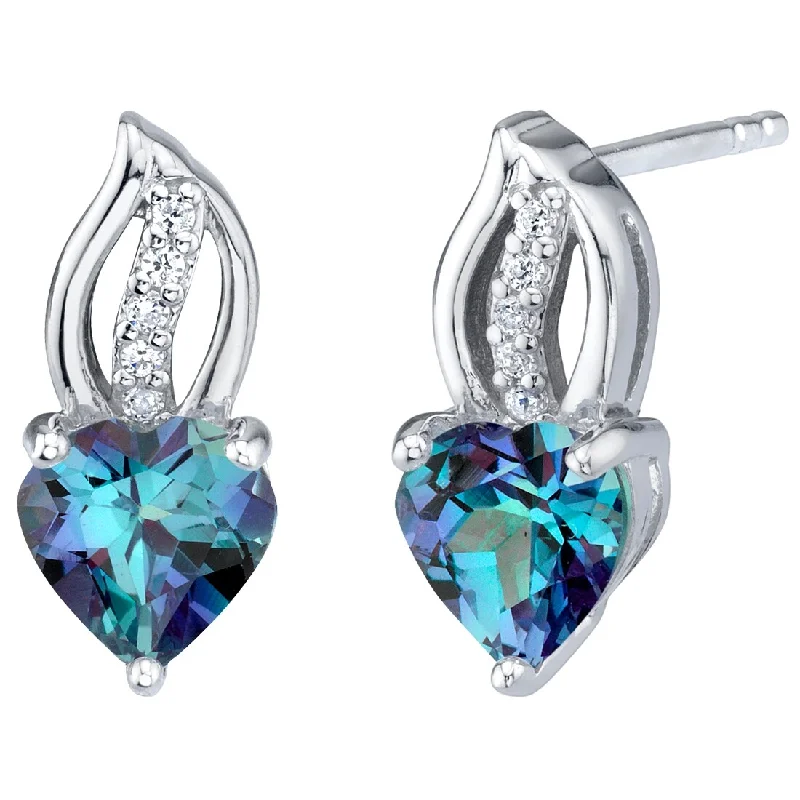 Sterling Silver 2.25ct Created Sapphire Heart Stud Earrings