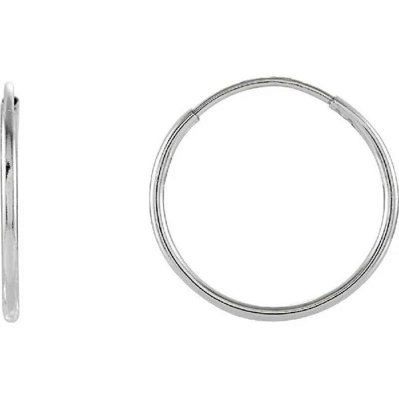 Curata 14k White Gold 15mm Polished Endless Hoop Earrings