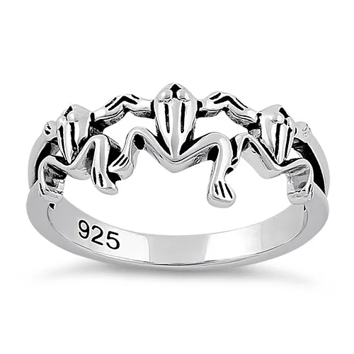 Sterling Silver Triple Frogs Ring