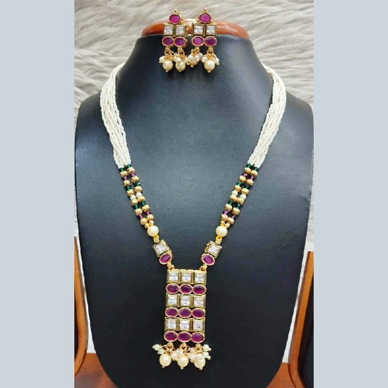 Jain Jewellers Gold Plated Polki Kundan Necklace Set