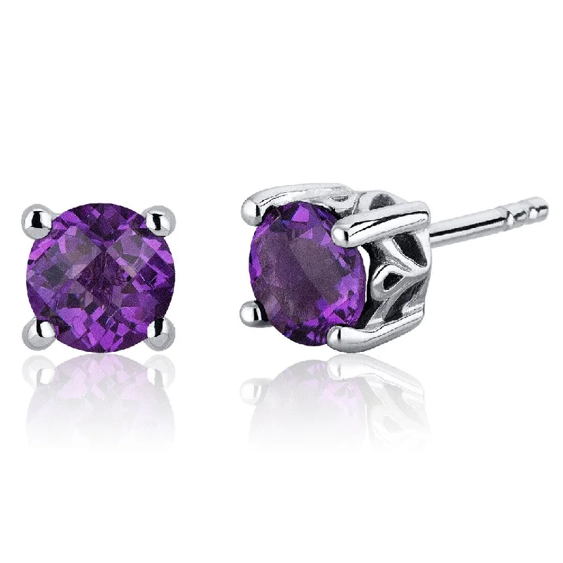 Sterling Silver 1.5ct Amethyst Round Stud Earrings