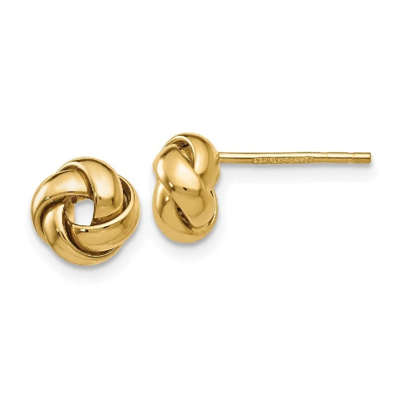 Curata 14k Yellow Gold Polished 8mm Love Knot Post Earrings