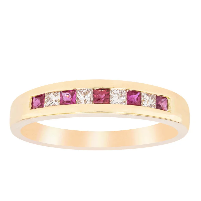 9ct Yellow Gold Ruby & Diamond Ring