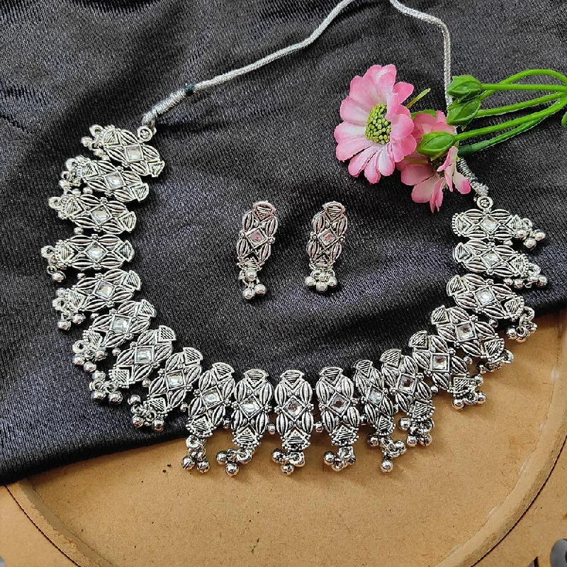 Bhavi Jewels Oxidised  Plated Necklace Set