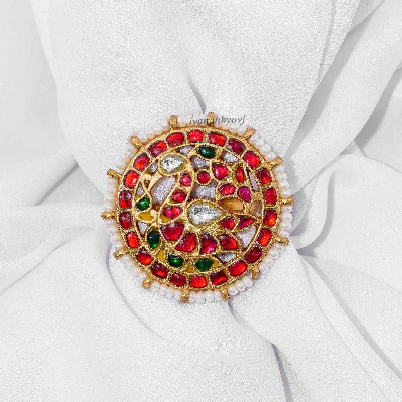 Kundan Peacock Ring