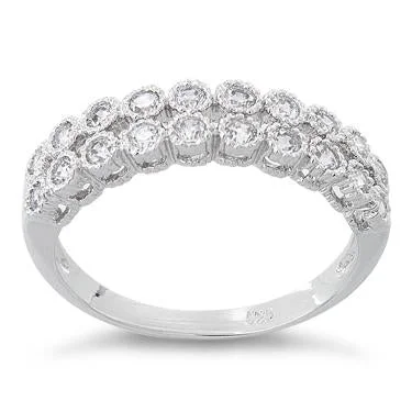 Sterling Silver 2 Layer CZ Ring