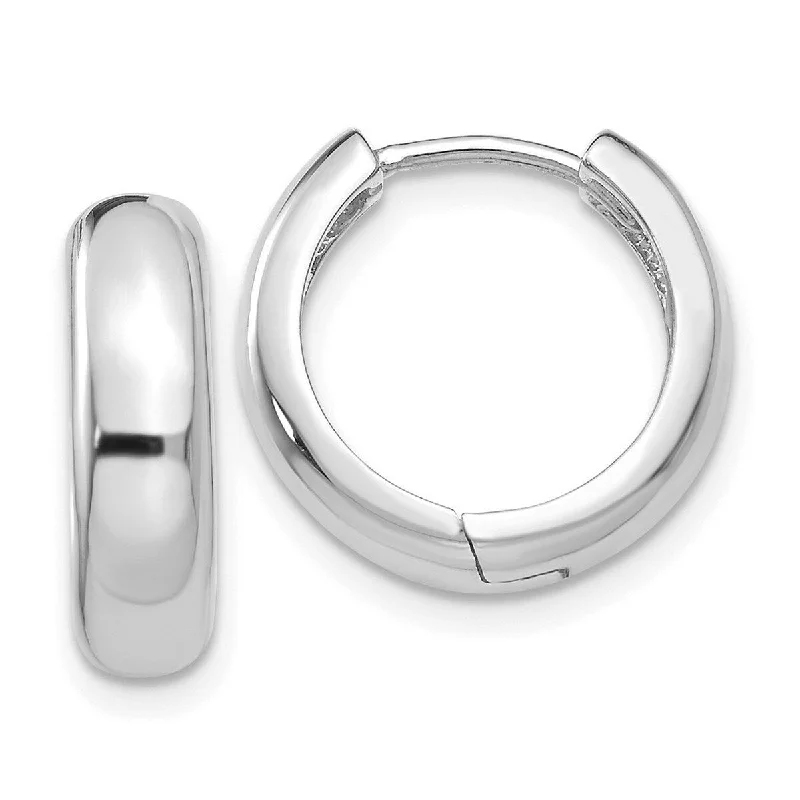 Curata 14k White Gold Solid Polished Hinged 15x4mm Huggies Hoop Earrings