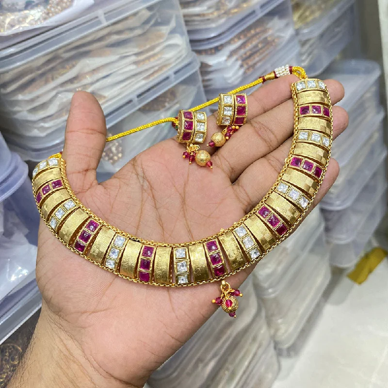 JCM Gold Plated Pota Stone Necklace Set