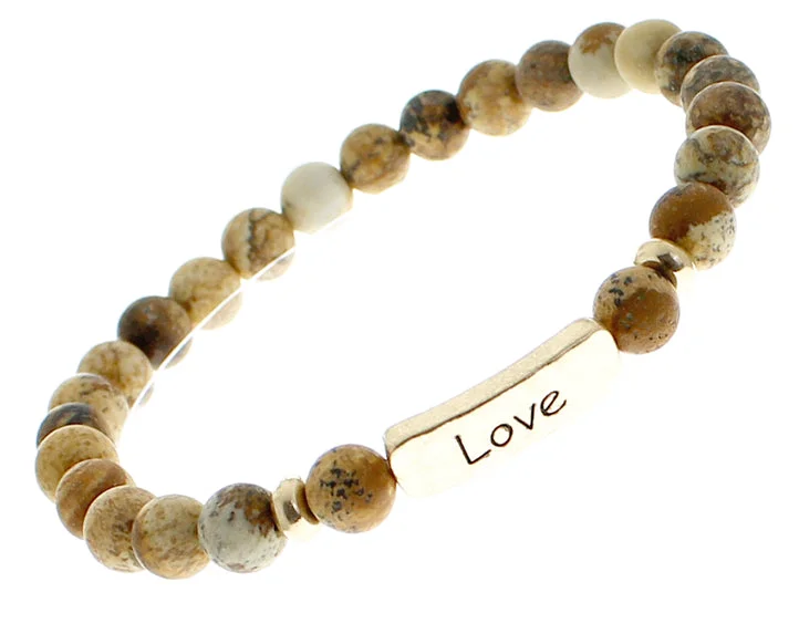 LOVE Natural Stone Inspirational Bracelet Picture Jasper