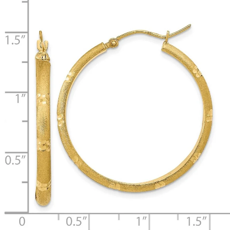 Curata 14k Yellow Gold Satin Hoop Earrings 35.56x2.75mm