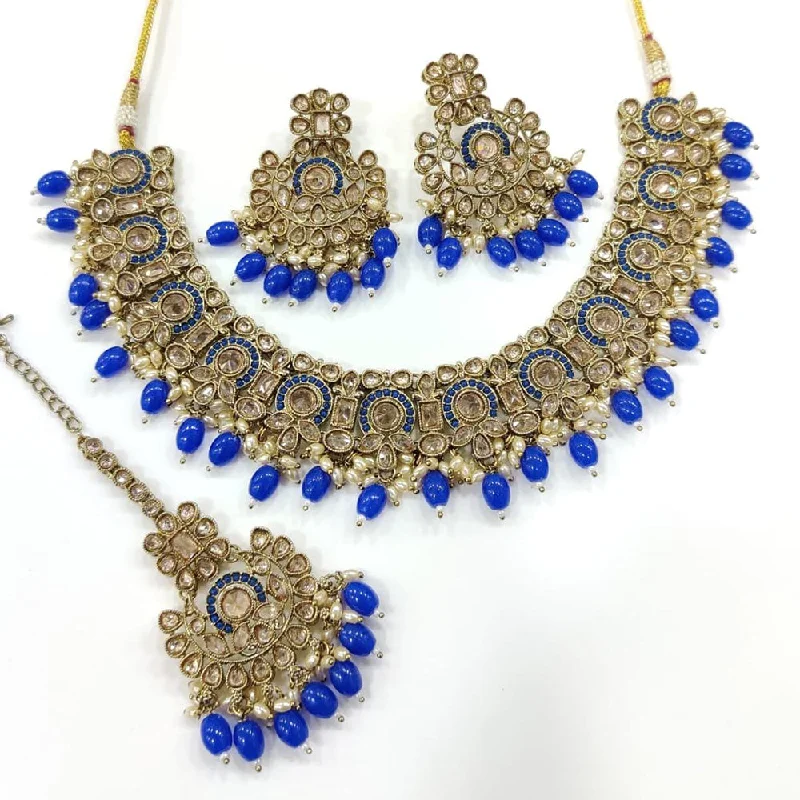 Kavita Art Gold Plated Crystal Stone And Pearls Necklace Set