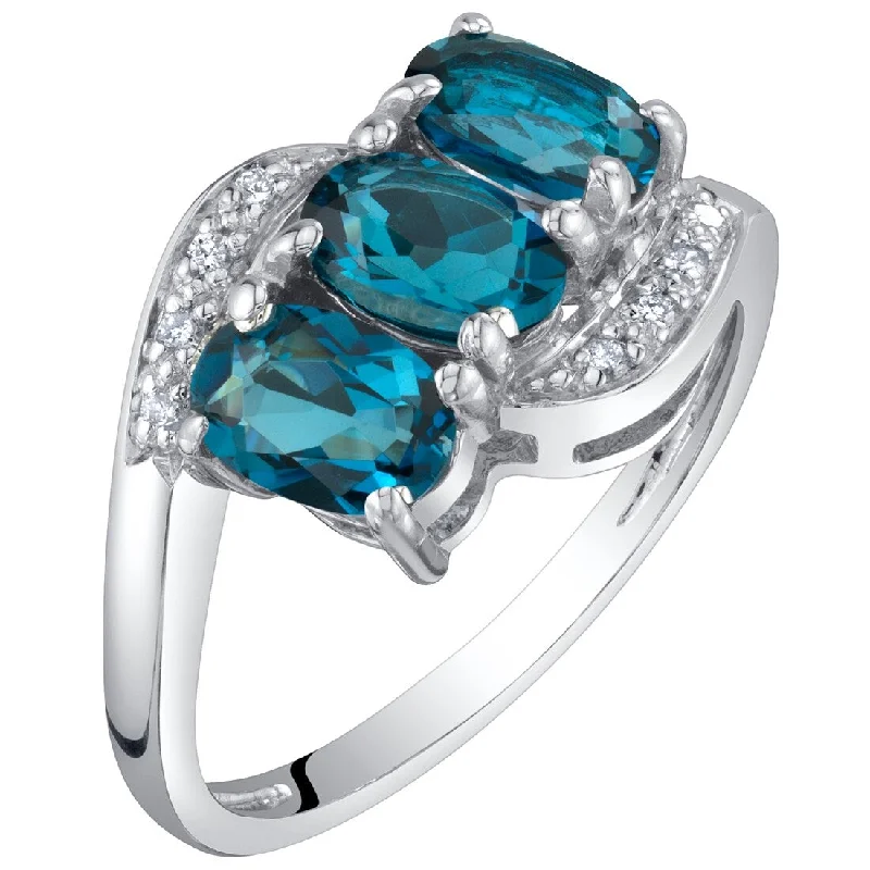 14k White Gold 1.54ct London Blue Topaz and Diamond Ring