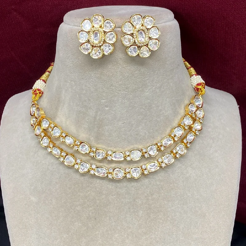 Amoliya Jewels Brass Polki Kundan Designer Necklace Set