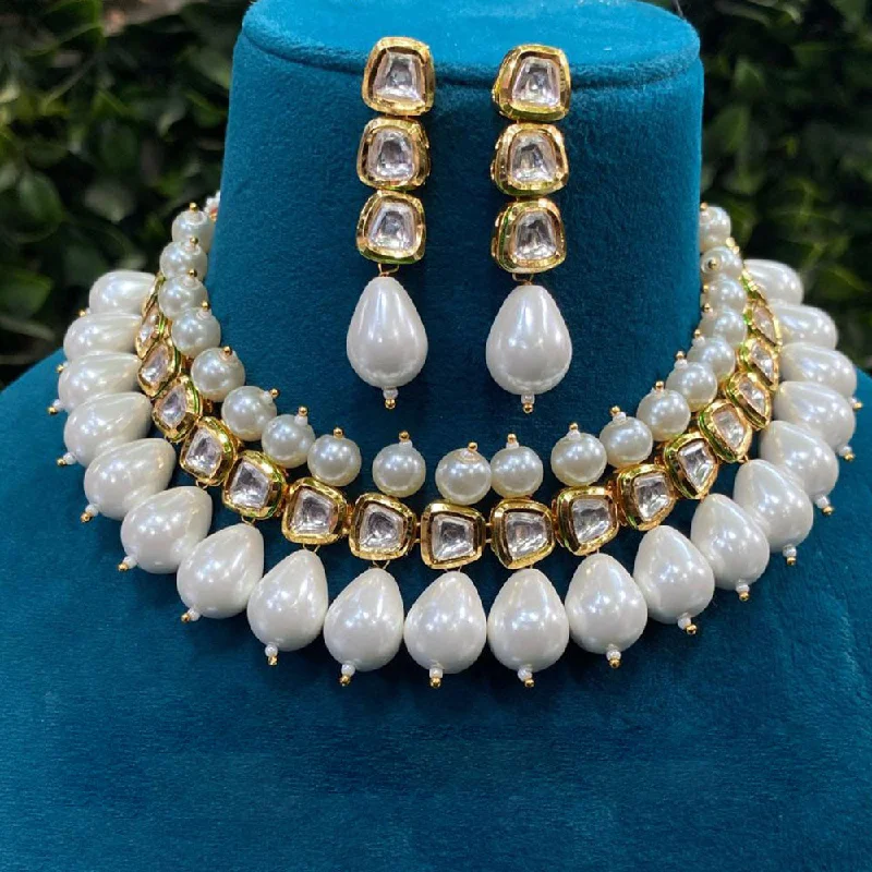 Royal Kundan Jewellery Gold Plated Polki Kundan And Pearls Necklace Set