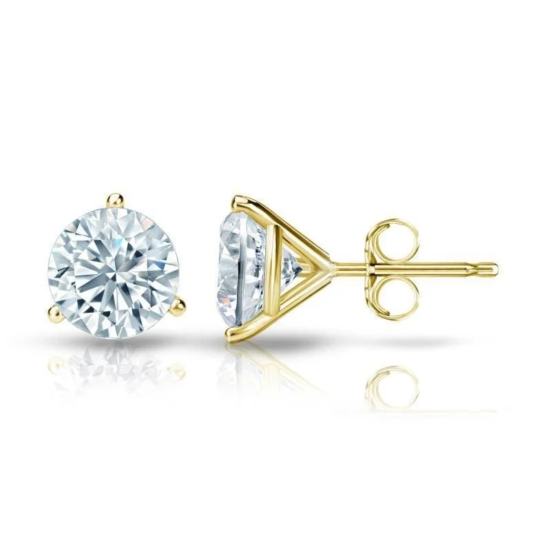 Auriya 14k Gold GIA Certified 4.70 carat TDW 3-Prong Martini Round Diamond Stud Earrings