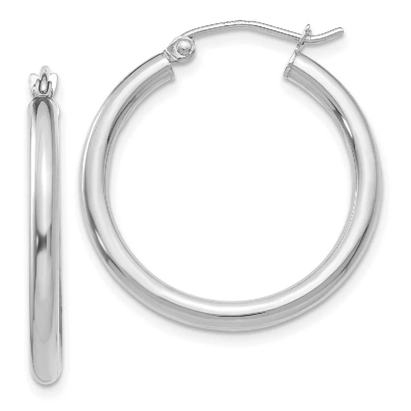 Curata 10k White Gold Polished 2.5x25mm Round Hoop Earrings