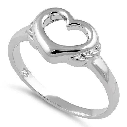 Sterling Silver High Polish Cut Heart Ring