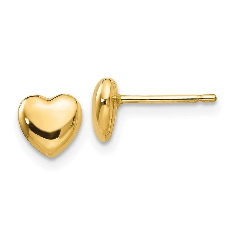 Curata 14k Yellow Gold Polished Small 6mm Heart Earrings