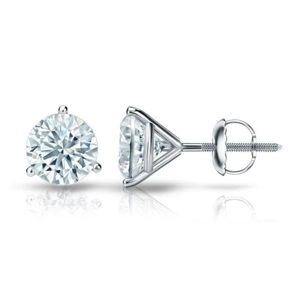 Auriya Platinum GIA Certified 1.20 ct. TDW 3-Prong Martini Round Diamond Stud Earrings