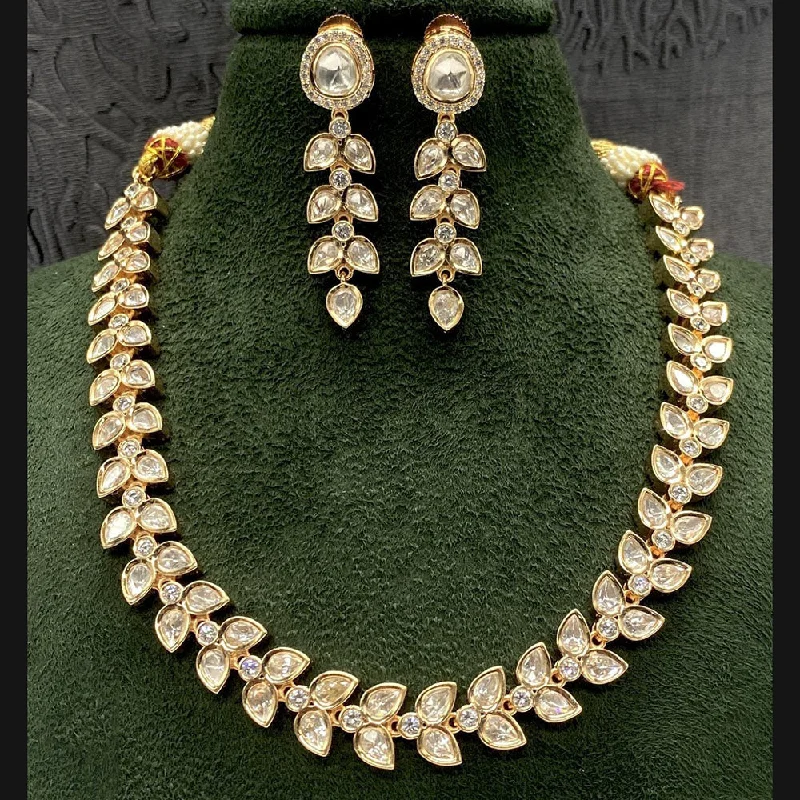 Royal Kundan Jewellery Gold Plated Polki Kundan Necklace Set