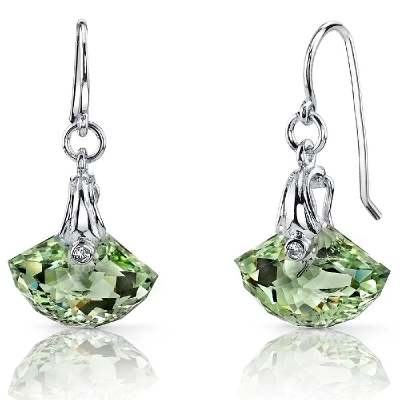 Sterling Silver 9ct Green Amethyst Marquise Dangling Earrings