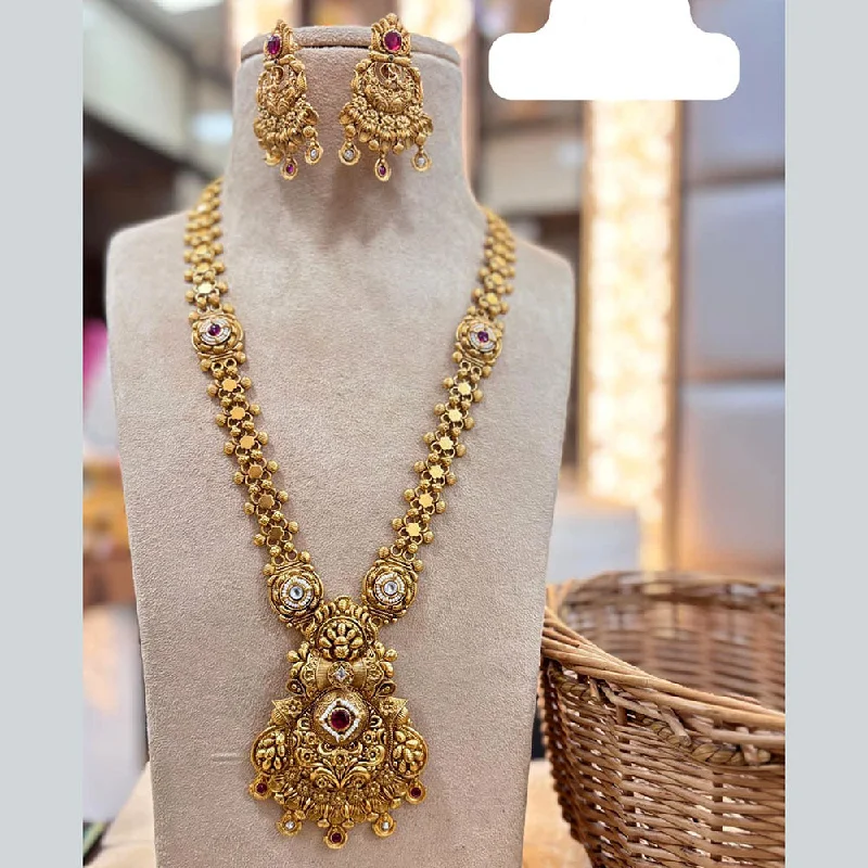 Jewel Addiction Gold Plated Pota Stone And Pearls Long Necklace Set