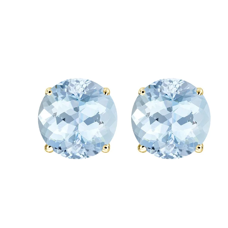 Gold Over Sterling Silver Natural Aquamarine Stud Earrings