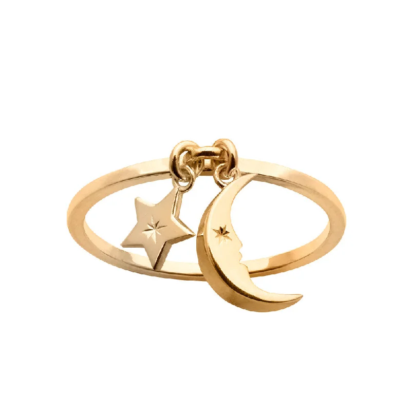 Karen Walker Moon & Star Charm Ring - Sterling Silver