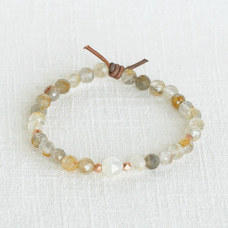 Be Kind Mini Bracelet - Golden Phantom Quartz & Moonstone | A Meaningful Everyday Bracelet