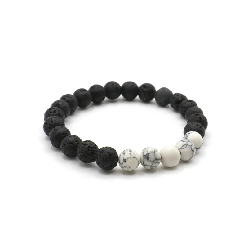 Men's Lava Bead and Howlite Stone Bracelet