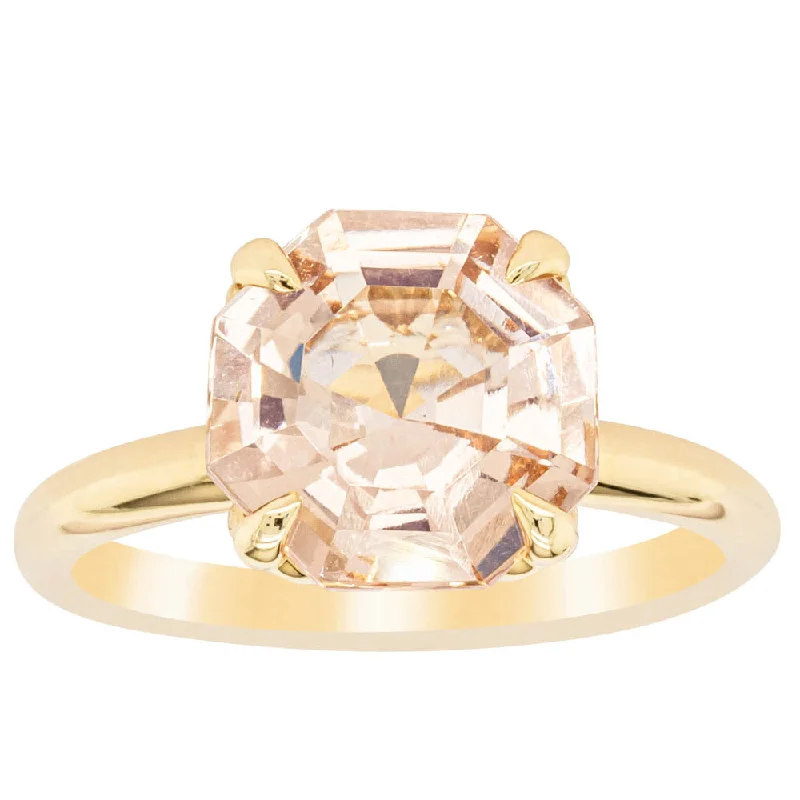 18ct Yellow Gold Morganite Octavia Ring