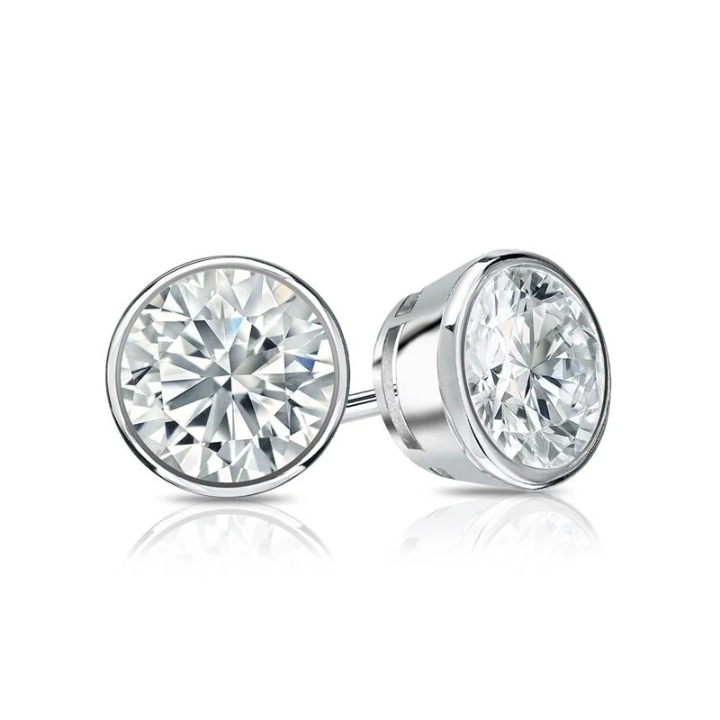 Auriya 18k Gold Bezel-set Diamond Stud Earrings 2.70ctw Certified