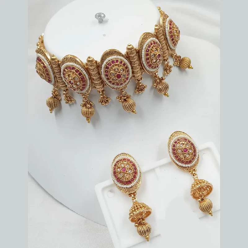 Padmawati Bangles Gold Plated Crystal Stone Choker Necklace Set