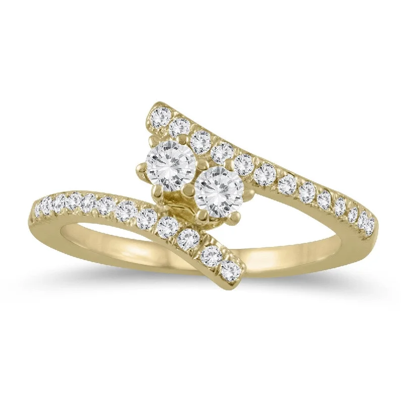 Marquee 1/2 Carat TW Two Stone Diamond Ring in 10K Yellow Gold