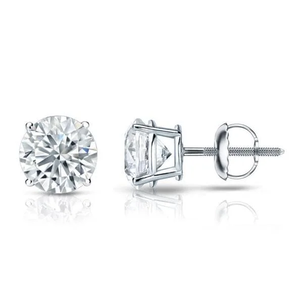 Auriya Platinum GIA Certified 2.20 carat TDW Round Diamond Stud Earrings