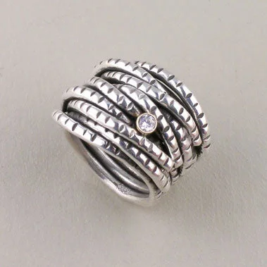 6 Band Entwined Diamond Ring  (R215d)