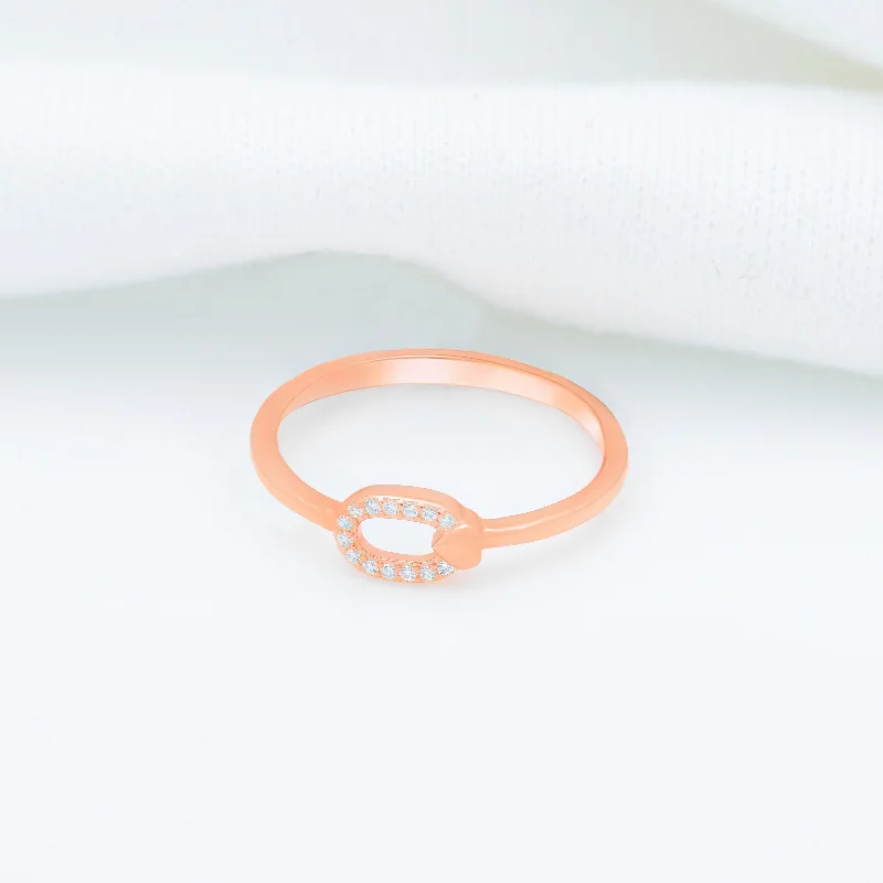 925 Rosegold  Ovel Heart Silver Ring