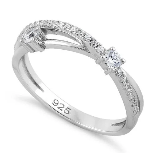 Sterling Silver Overlap CZ Ring