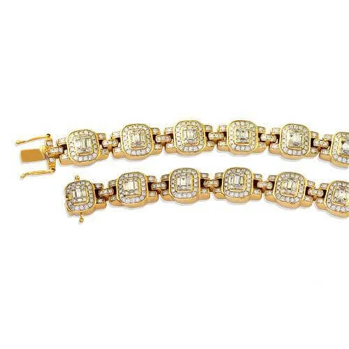 14KY 6.25CTW BAGUETTE DIAMOND MENS BRACELET - 8.5"