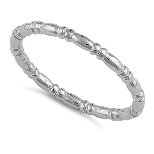 Sterling Silver Dainty Bead & Bar Band