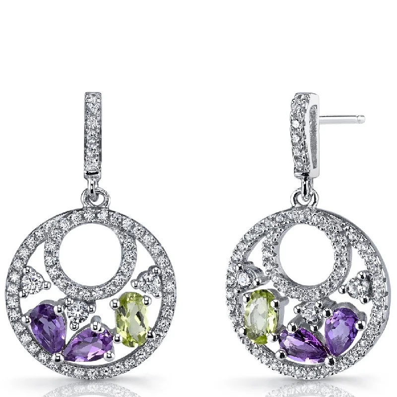 Sterling Silver 1ct Amethyst Pear Dangling Earrings