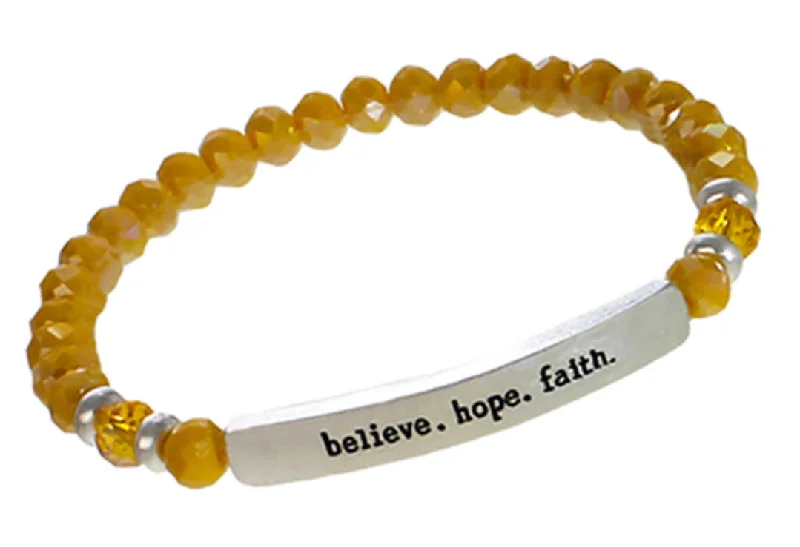 Genuine Crystal Orange BELIEVE HOPE FAITH Inspirational Bracelet