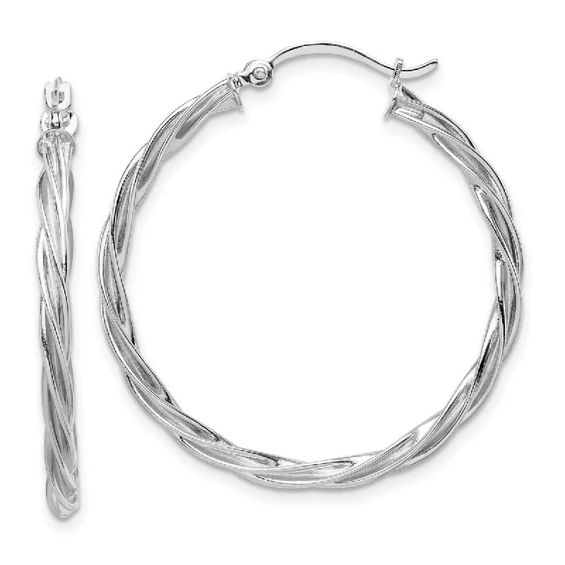 Curata 14k Polished White Gold 2.5mm Twisted Hoop Earrings - 33.75x32mm Wide 2.5mm Thick