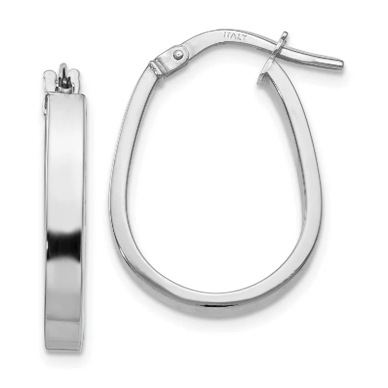 Curata 10k White Gold Polished U-shape 3x22mm Hoop Earrings