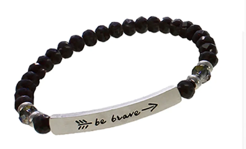 Inspirational Crystal Bracelets Black BE BRAVE