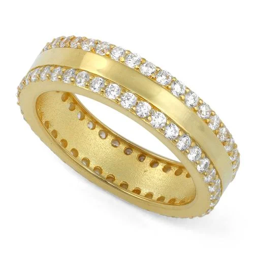 Gold Plated Sterling Silver Eternity CZ Ring